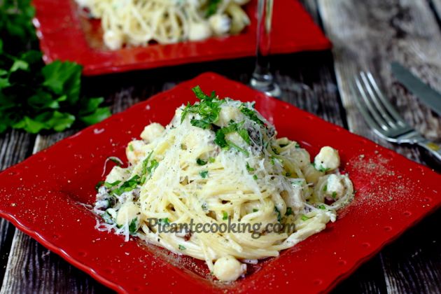 Pasta with scallops 