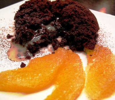 Chocolate dessert with orange surprise 