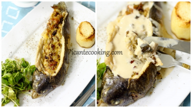Trout roasted with mushrooms and cheese stuffing - 1