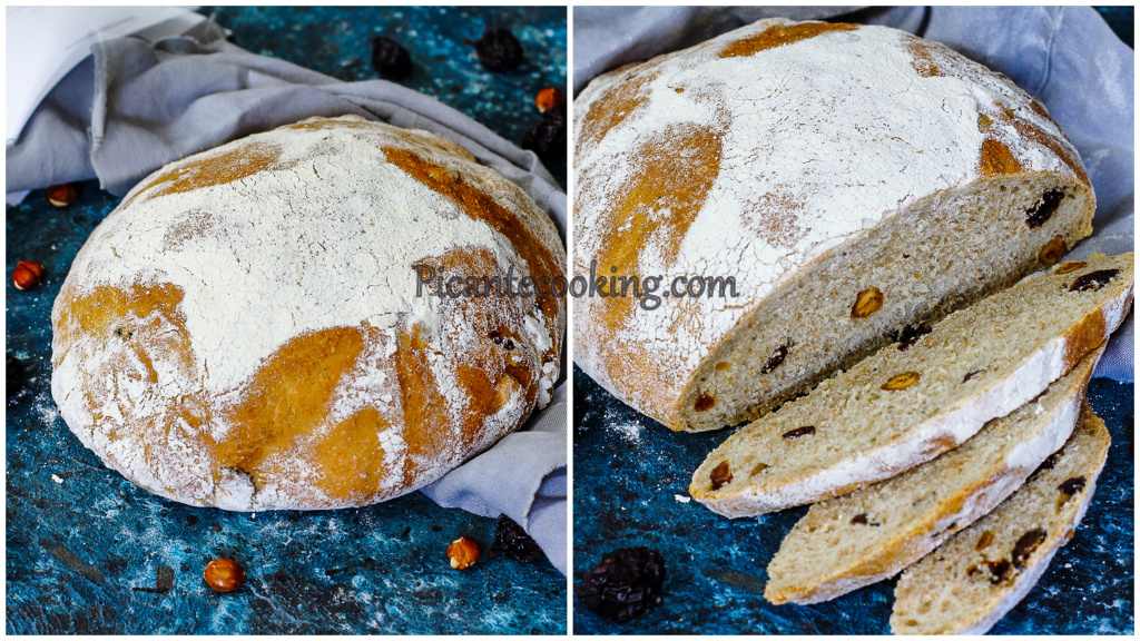 Chleb na zakwasie z orzechami i suszonymi śliwkami - 1