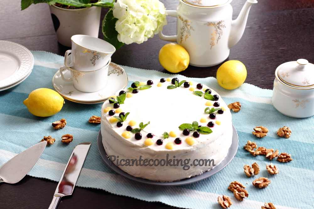 Торт горіховий з лимонним кремом - 13